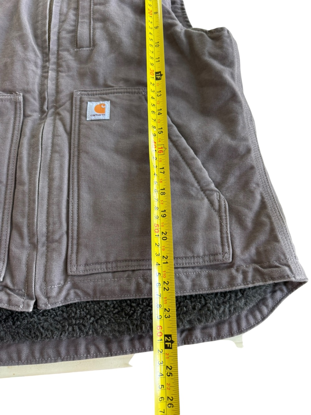 Carhartt Women’s Sherpa Lined Washed Duck Mock Neck Vest Brown S - Picture 6 of 6
